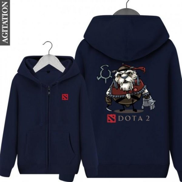DOTA 2 Tusk Hoodies - Zip Up Black Hoodie