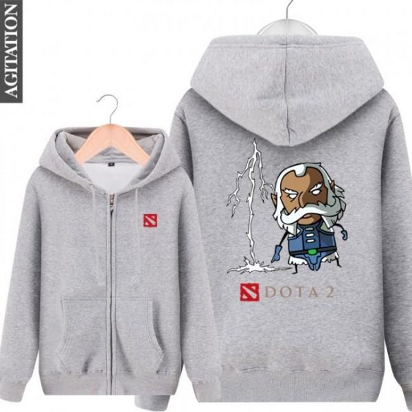 DOTA 2 Zeus Hoodies - Zip Up Black Hoodie
