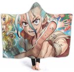 Dr. Stone Warm Throw Winter Fleece Flannel Hooded Blanket