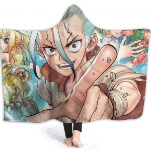 Dr. Stone Warm Throw Winter Fleece Flannel Hooded Blanket