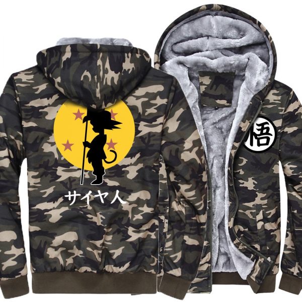 Dragon Ball Jackets - Solid Color Dragon Ball Anime Series Camouflage Fleece Jacket