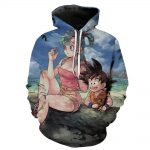 Dragon Ball Z Kid Goku and Bulma Hoodie - Blue Pullover Hoodie