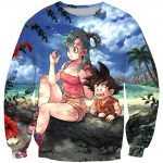 Dragon Ball Z Kid Goku and Bulma Hoodie - Blue Pullover Hoodie