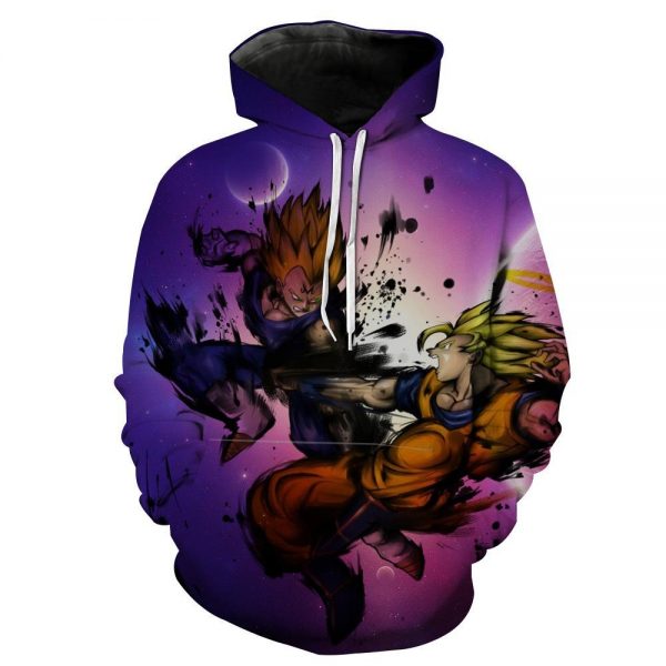 Dragon Ball Z SSJ Goku vs Majin  Hoodies - Vegeta Pullover Purple Hoodie