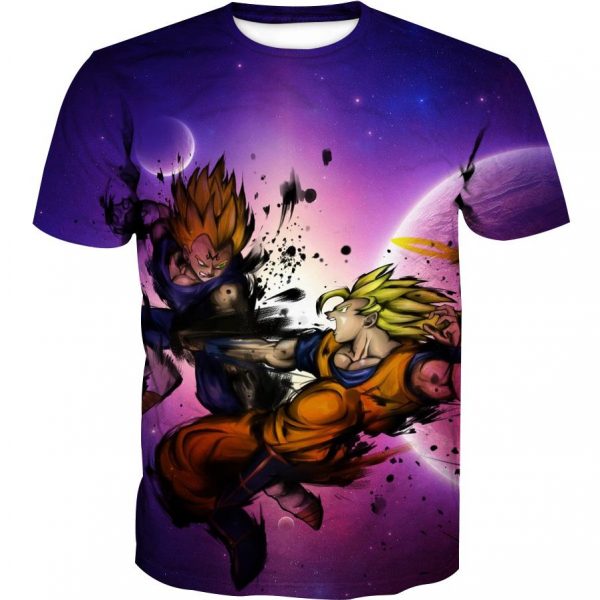Dragon Ball Z SSJ Goku vs Majin  Hoodies - Vegeta Pullover Purple Hoodie