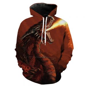 Dragon Hoodies - Red Fire Dragon Fantasy Pullover Hoodie