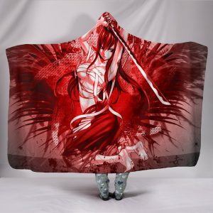 Fairy Tail Erza Scarlet Hooded Blanket - Red Sexy Girl Blanket