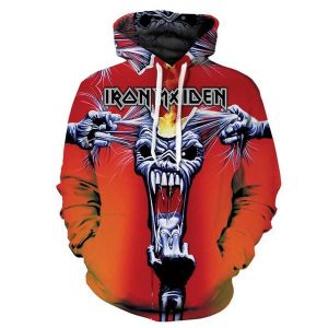 Fashion Iron Maiden Funny 3D Print Casual Hoodie Pullover  Red 1