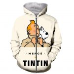 Fashion Tintin 3D Print Long Sleeves Pullover Hoodies