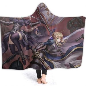 Fate Stay Night Fleece Blanket - Anime Flannel Hooded Blanket