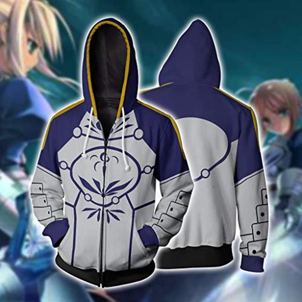 Fate Stay Night Hoodies - Saber Zipper Hooded Jacket