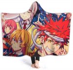 Food Wars Shokugeki No Soma Warm Hooded Blanket - Throw Fleece Flannel Blanket