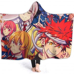 Food Wars Shokugeki No Soma Warm Hooded Blanket - Throw Fleece Flannel Blanket