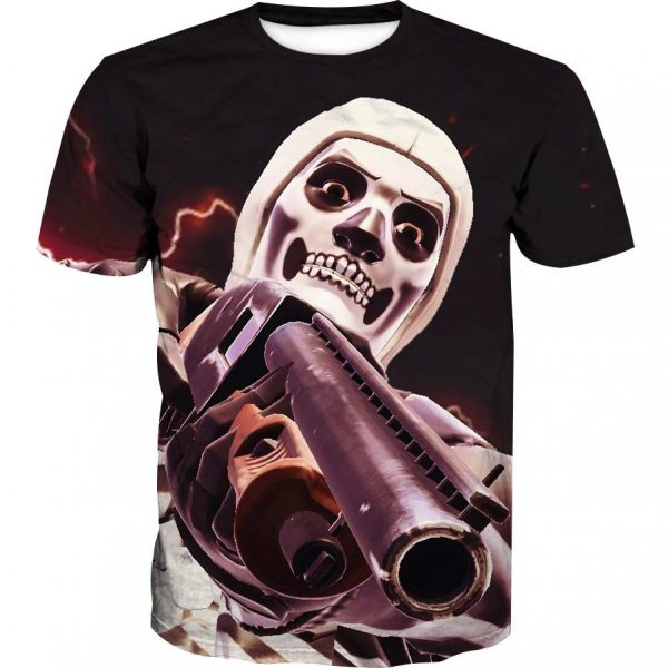 Fortnite Battle Royale Skull Trooper Hoodies -  Holding A Gun Black Pullover Hoodies