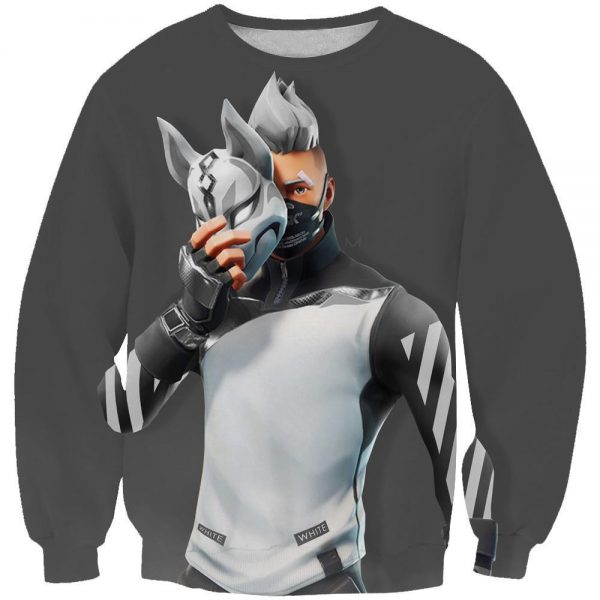 Fortnite Drift Hoodies - Cosplay Off White Drift Grey Hoodie