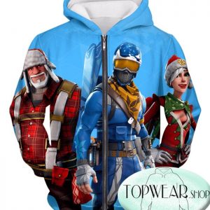 Fortnite Hoodies - Alpine Ace and Christmas Skin 3D Zip Up Hoodie
