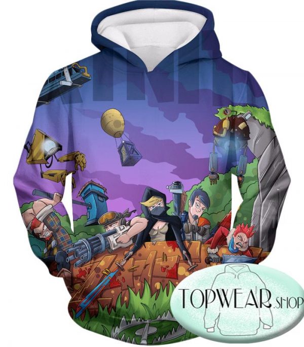 Fortnite Hoodies - Animated Team of Heroes 3D Zip Up Hoodie