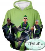 Fortnite Hoodies - Green Rarity Skins 3D Hoodie