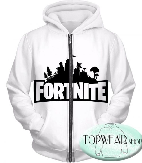 Fortnite Hoodies - New Season White 3D Zip Up Hoodie