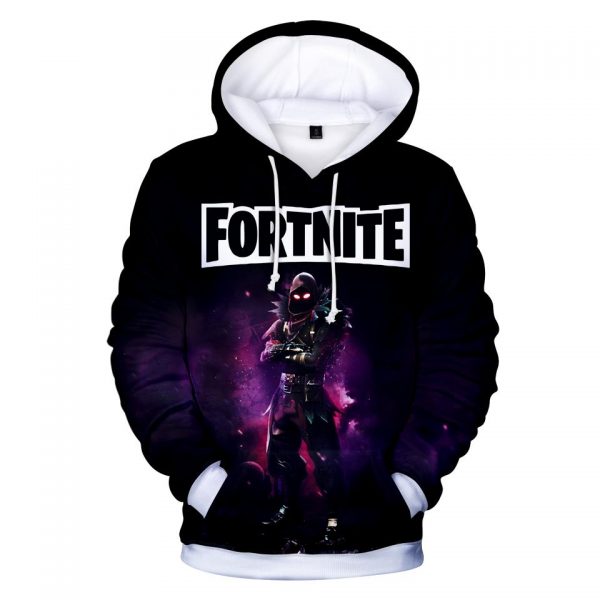 Fortnite Hoodies - Raven Starry Purple 3D Zip Up Hoodie