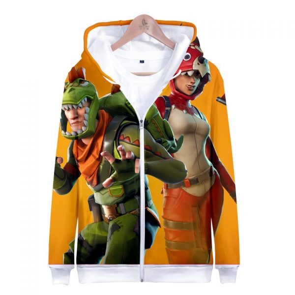 Fortnite Hoodies - Rex Triceratops 3D Zip Up Hoodie