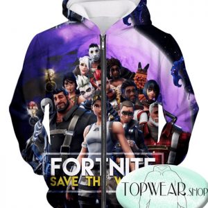 Fortnite Hoodies - Save the World All Heroes 3D Zip Up Hoodie