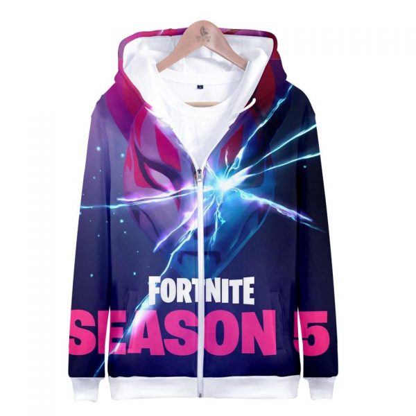 Fortnite Hoodies - Season 5 Lightning Mask 3D Zip Up Hoodie