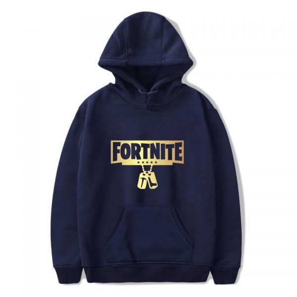 Fortnite Hoodies - Solid Color Fortnite Golden Logo Icon Warrior Hoodie