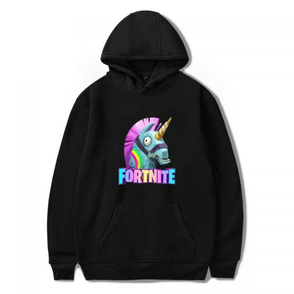 Fortnite Hoodies - Solid Color Fortnite Rainbow Horse Super Cute Hoodie