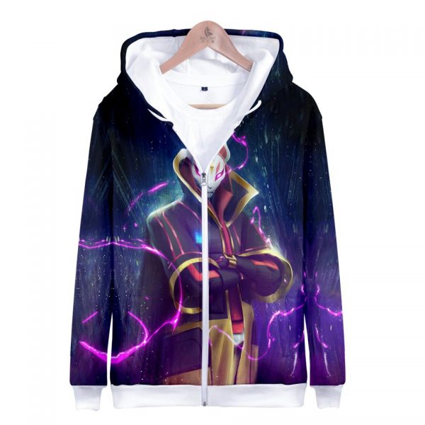 Fortnite Hoodies - Top Grade Sky Fox Lightning 3D Zip Up Hoodie