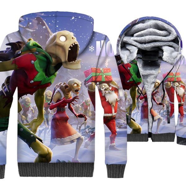 Fortnite Jackets - Solid Color Fortnite Christmas Series Zombie Super Cool 3D Fleece Jacket