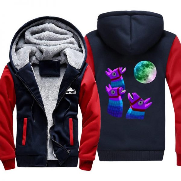 Fortnite Jackets - Solid Color Fortnite Game Alpaca Victory Royale Icon Fleece Jacket