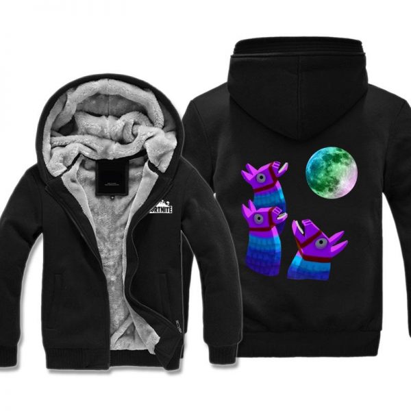 Fortnite Jackets - Solid Color Fortnite Game Alpaca Victory Royale Icon Fleece Jacket