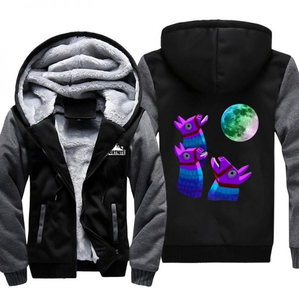 Fortnite Jackets - Solid Color Fortnite Game Alpaca Victory Royale Icon Fleece Jacket