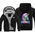 Fortnite Jackets - Solid Color Fortnite Game Cute Rainbow Horse Icon Fleece Jacket