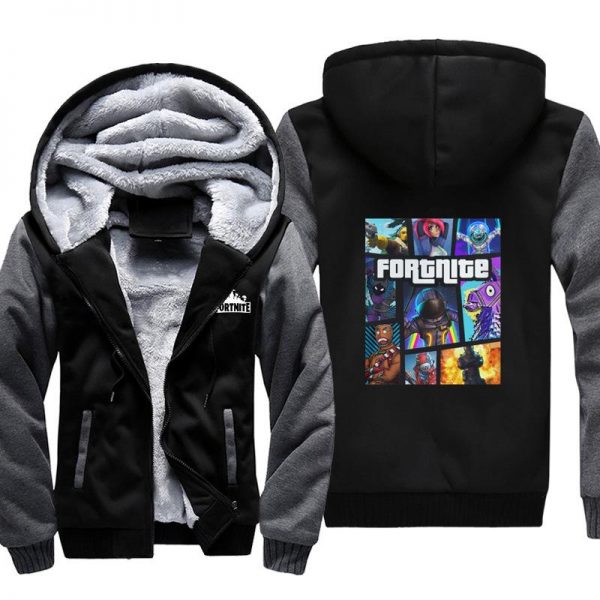 Fortnite Jackets - Solid Color Fortnite Game Hero Cartoon Icon Fleece Jacket