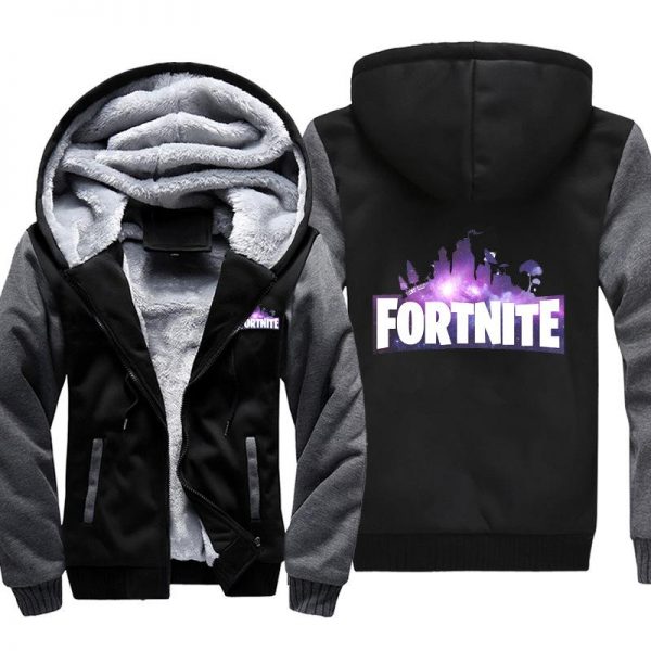 Fortnite Jackets - Solid Color Fortnite Game Purple Icon Fleece Jacket