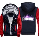 Fortnite Jackets - Solid Color Fortnite Game Purple Icon Fleece Jacket