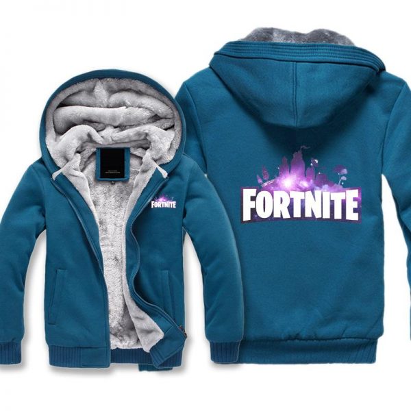 Fortnite Jackets - Solid Color Fortnite Game Purple Icon Fleece Jacket