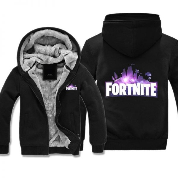 Fortnite Jackets - Solid Color Fortnite Game Purple Icon Fleece Jacket