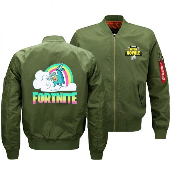 Fortnite Jackets - Solid Color Fortnite Game Rainbow Horse Cartoon Icon Flight Suit Fleece Jacket