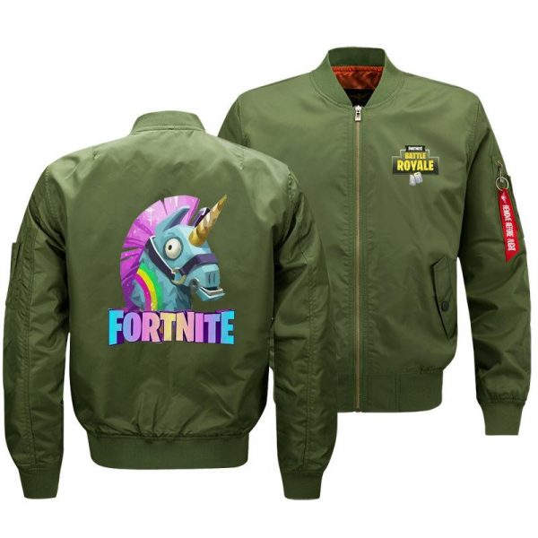 Fortnite Jackets - Solid Color Fortnite Game Rainbow Horse Icon Fleece Jacket