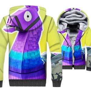 Fortnite Jackets - Solid Color Fortnite Game Series Rainbow Alpaca Super Cool 3D Fleece Jacket