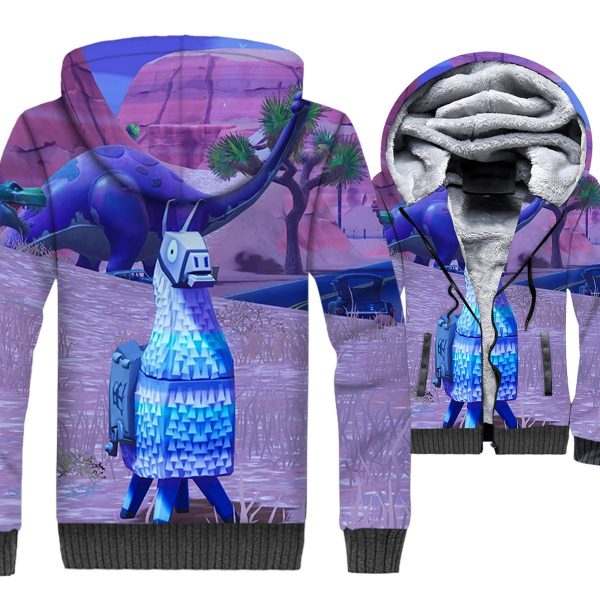 Fortnite Jackets - Solid Color Fortnite Game Series Rainbow Alpaca Super Cute 3D Fleece Jacket