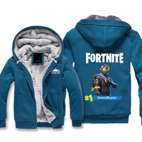 Fortnite Jackets - Solid Color Fortnite Game Victory Royale Hero Icon Fleece Jacket