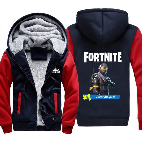 Fortnite Jackets - Solid Color Fortnite Game Victory Royale Hero Icon Fleece Jacket