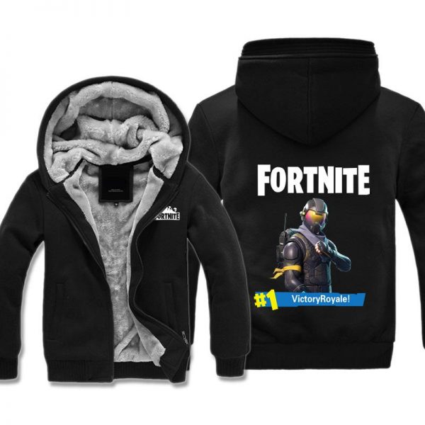 Fortnite Jackets - Solid Color Fortnite Game Victory Royale Hero Icon Fleece Jacket