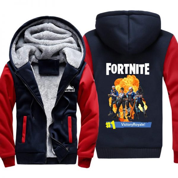 Fortnite Jackets - Solid Color Fortnite Game Victory Royale Icon Fleece Jacket