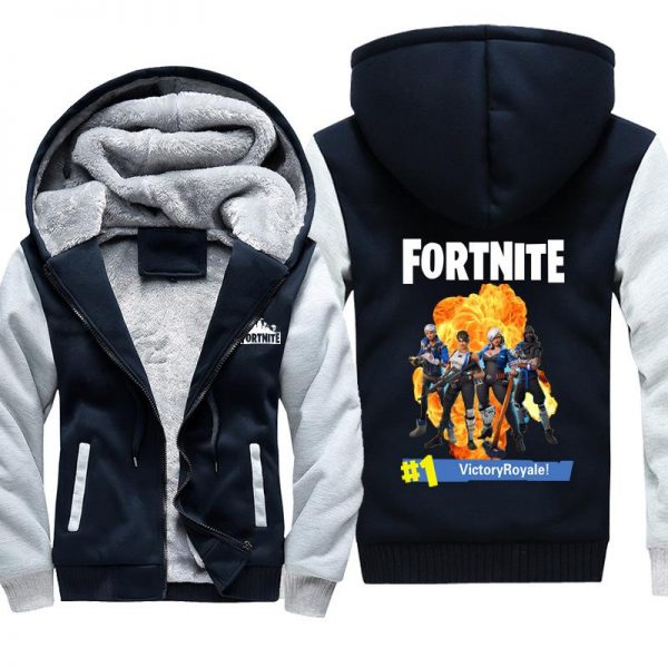 Fortnite Jackets - Solid Color Fortnite Game Victory Royale Icon Fleece Jacket