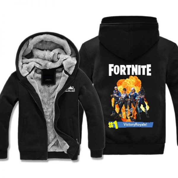 Fortnite Jackets - Solid Color Fortnite Game Victory Royale Icon Fleece Jacket